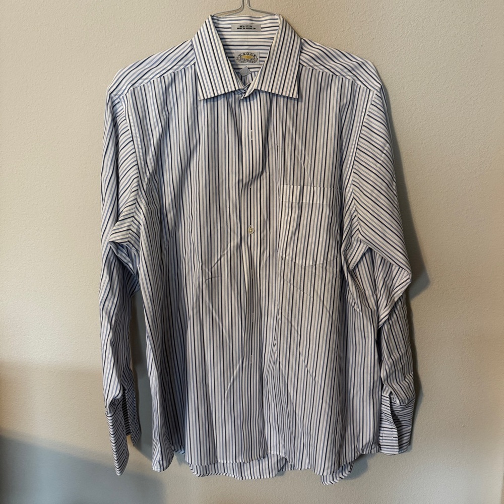 Men's Blue Striped Dress Shirt